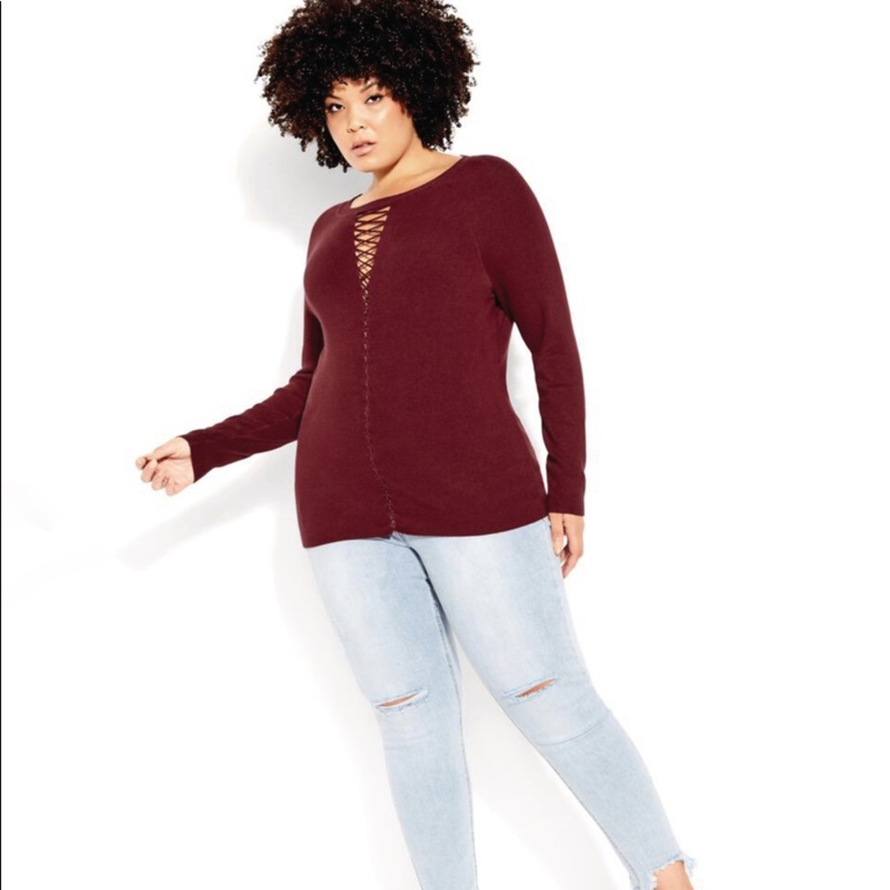 City Chic cross cross sweater